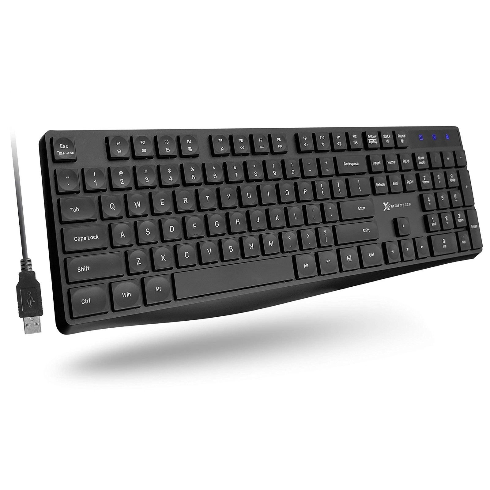 X9 Performance Wired Keyboard - Ultra Slim Full Size Ergonomic Computer Black