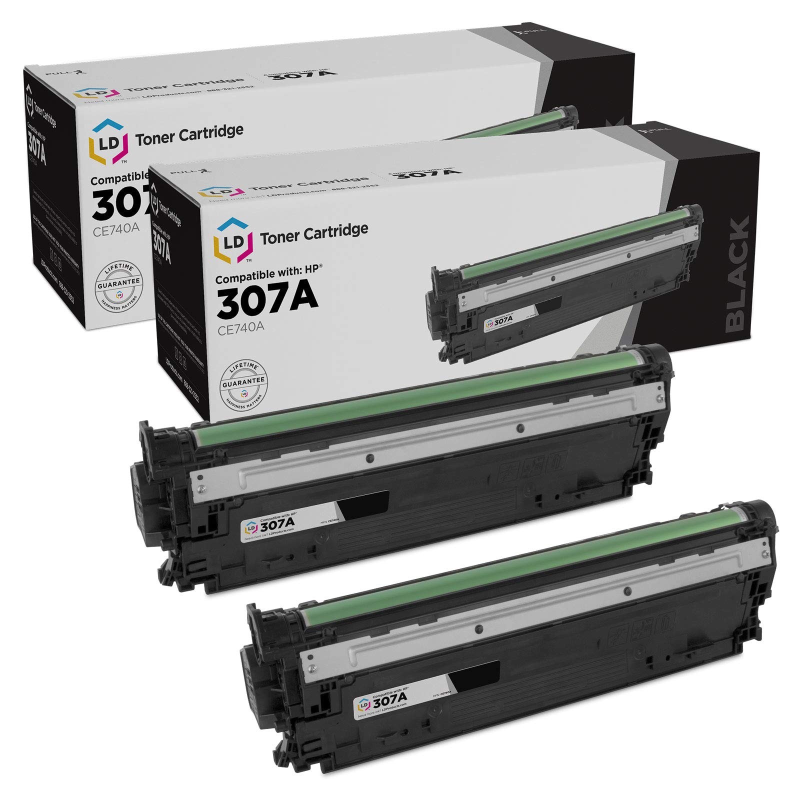 LD 2PK CE741A fits with HP 307A Black Toner Cartridge LaserJet CP5225 CP5225dn