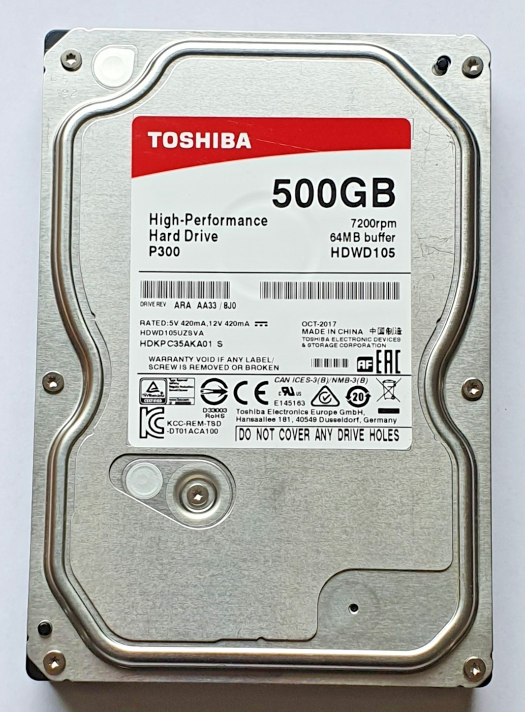 500 GB SATA Toshiba P300 High-Performance HDKPC35AKA01 S 7200rpm 64MB HDD 3.5"