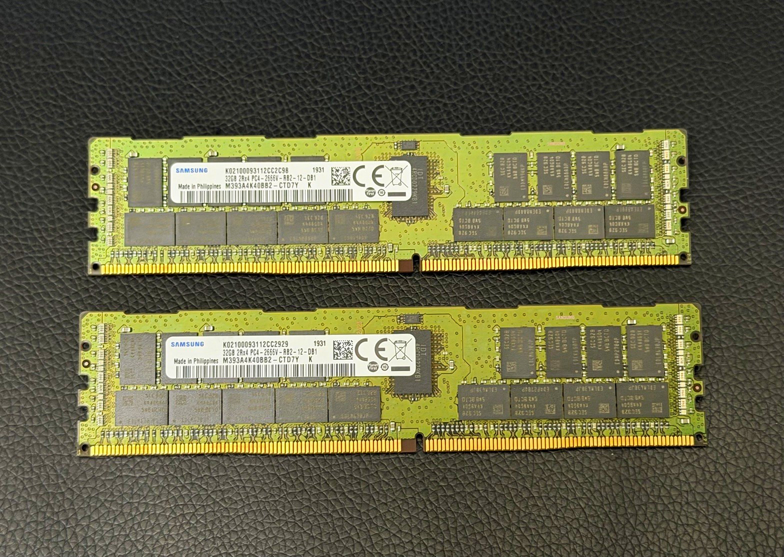 Samsung 64GB (2x32GB) DDR4 ECC Reg RDIMM PC4-2666V M393A4K40BB2-CTD7Y