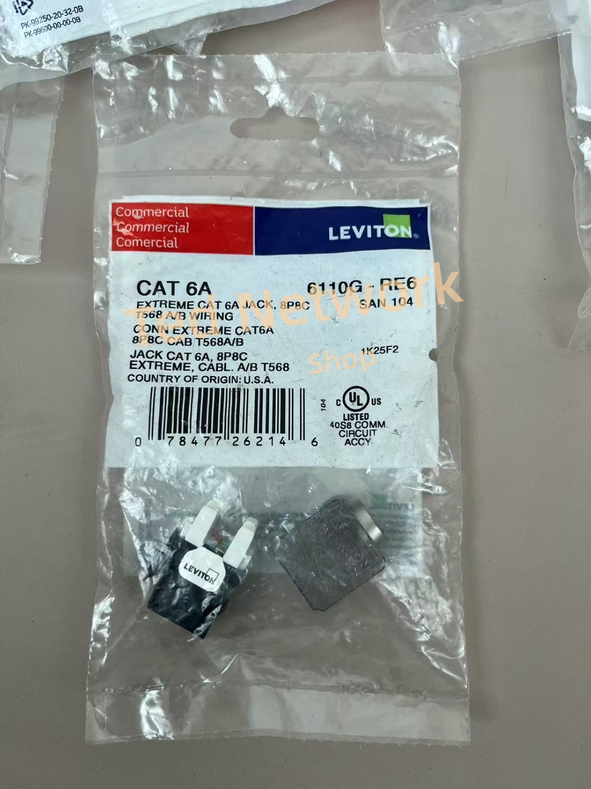 10 PACK Leviton 6110G-RE6 CAT6A Network Jack Extreme Black 10 Gigabit Keystone