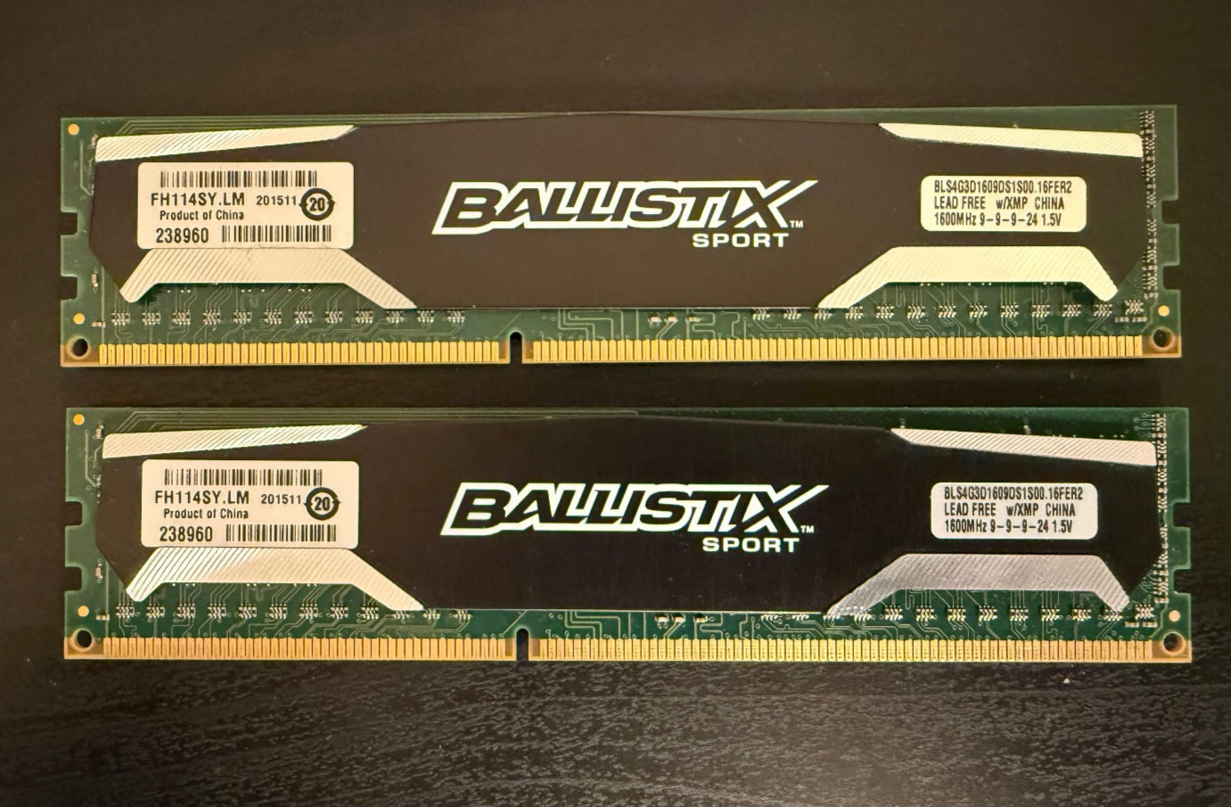 16GB Crucial Ballistix Sport (DDR3-1600) 2x8GB DIMM 1600 MHz DDR3 SDRAM Memory