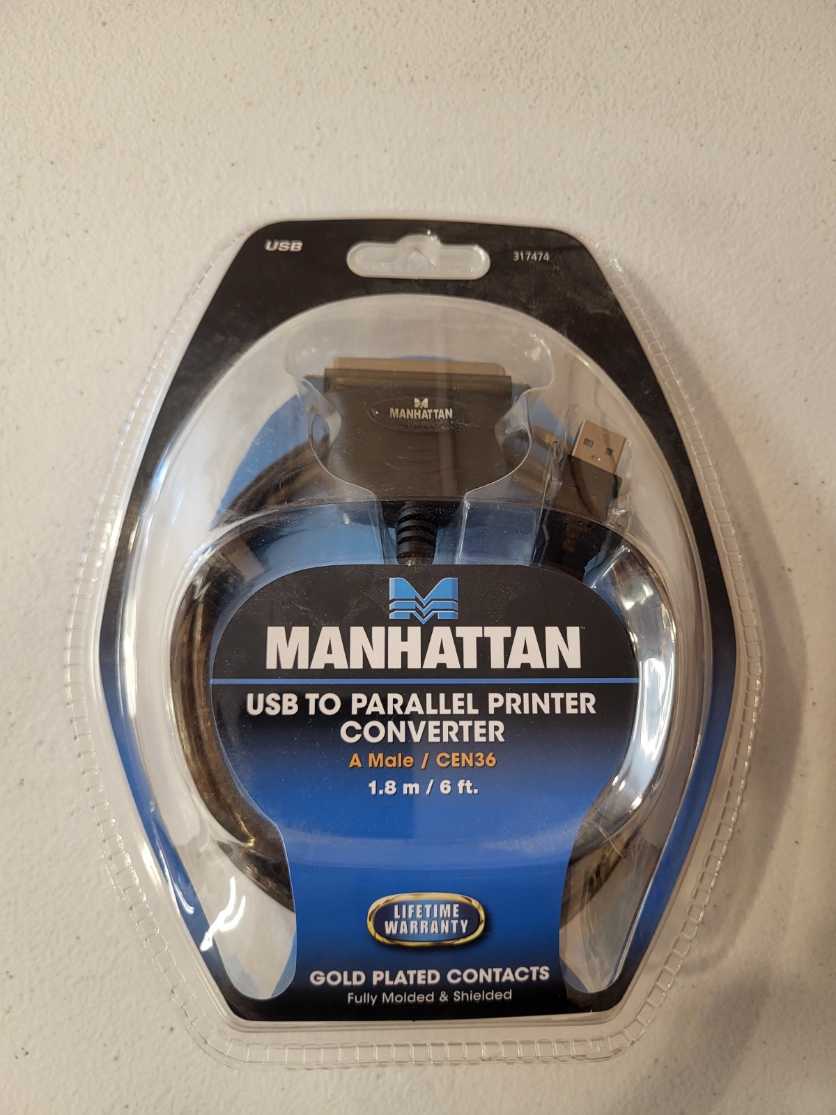 NEW Sealed Manhattan 317474 USB to Parallel Printer Converter Cable 6ft CEN36