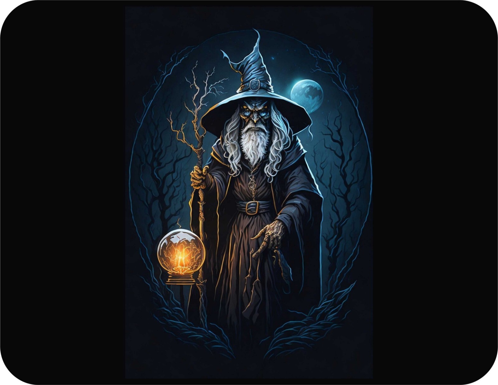 Mr Halloween Witch Crystal Ball Art AI Design  Novelty Mouse Pad Stunning