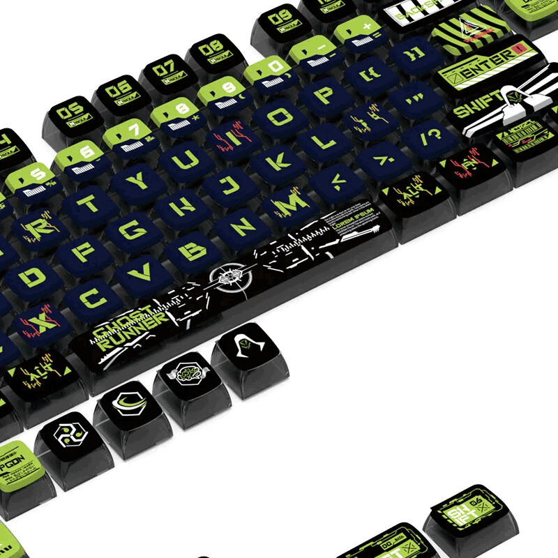 Ghost Runner PBT Keycaps Set Clear Shine Through for MX Mechanical Keyboards