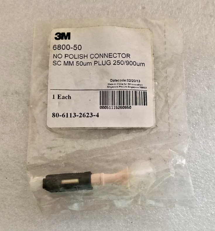 LOT OF 4 3M 6800-50 NO POLISH CONNECTOR SC MM 50um PLUG 250/900um *NEW*