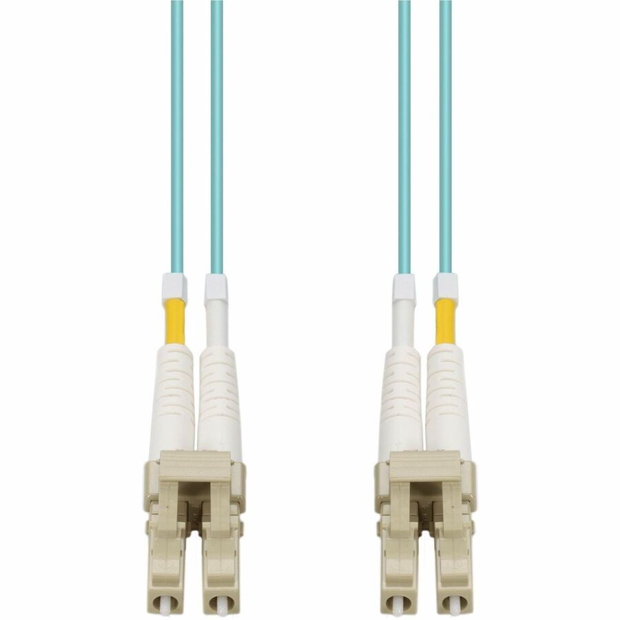 AddOn 50m LC to LC Aqua OM4 Duplex OFNP Plenum-Rated Fiber Patch Cable