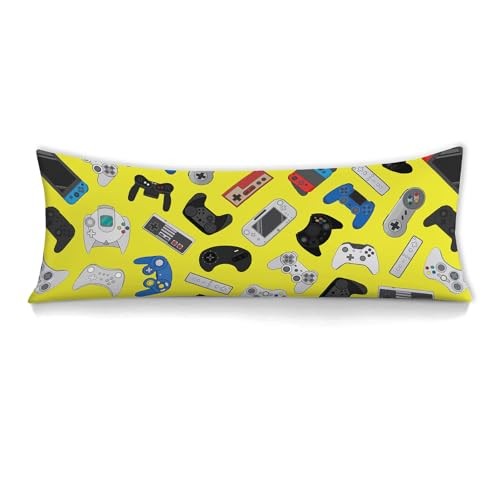 Game Body Pillow Cover for Boys Gifts Gaming 54" x 20" (Pack of 1) Game Yellow①
