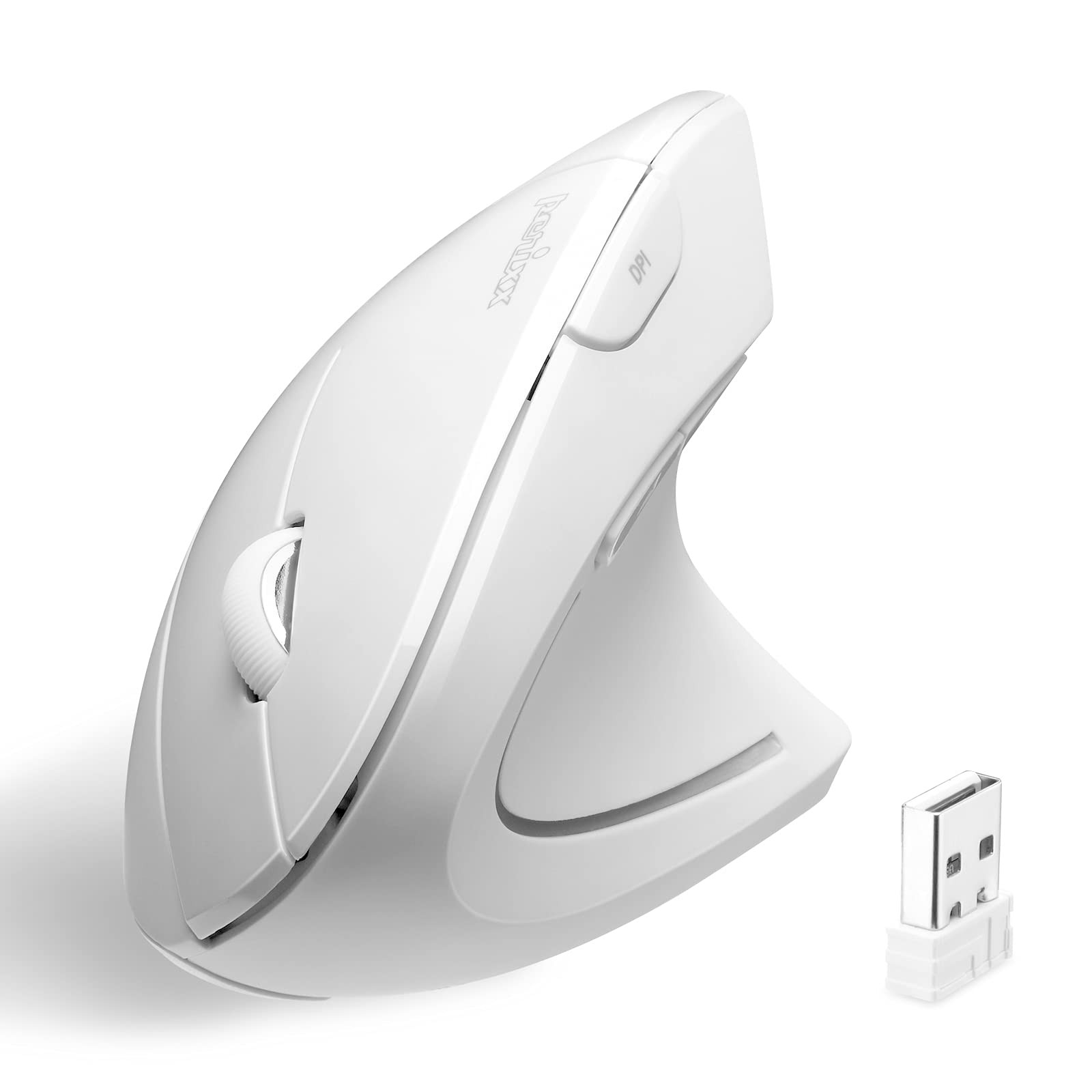 Perixx PERIMICE-713W Wireless Ergonomic Vertical Mouse 2.4G 6 Buttons White