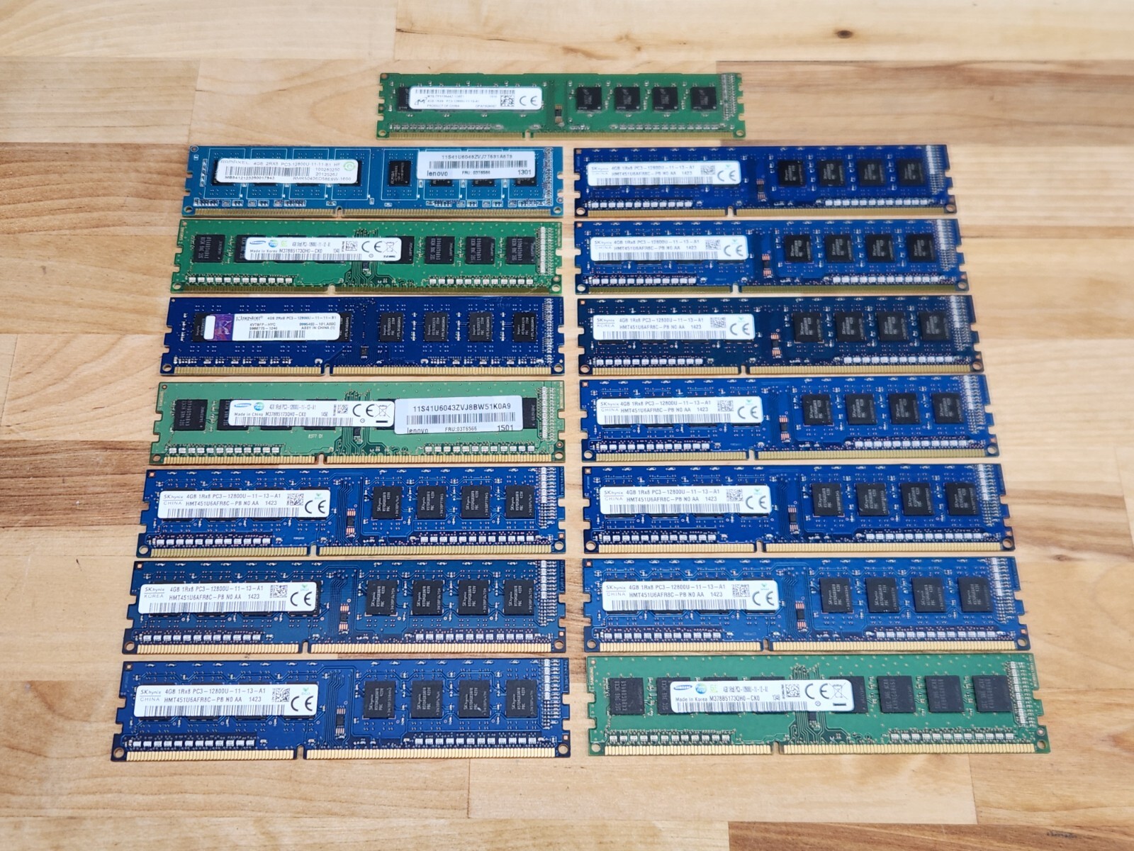 Lot of 15 Mixed Memory 60GB (15x4GB) 2Rx8 PC3-12800U DDR3 Desktop