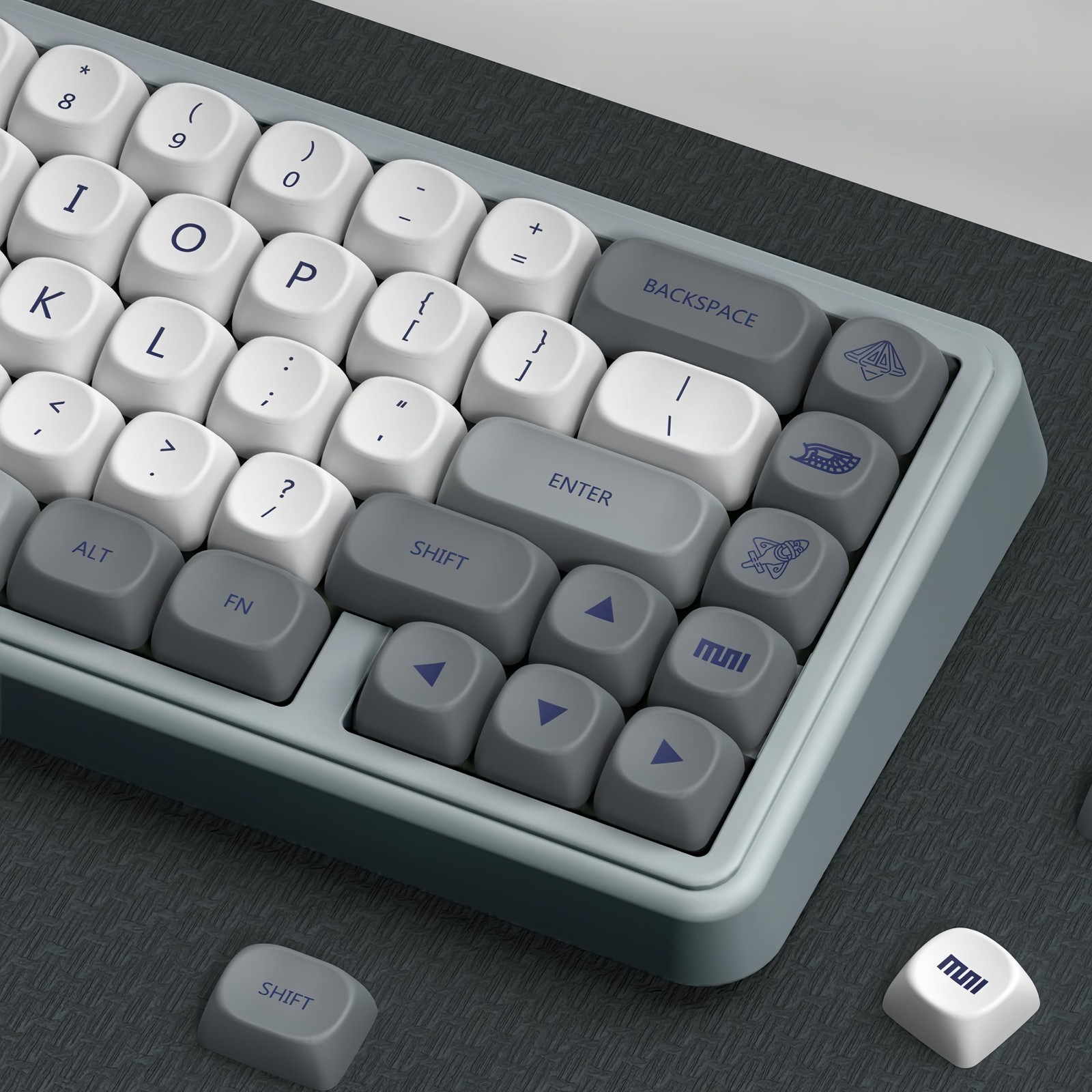 PBT Keyboard keycaps Japanese Style, White/Grey MOA Keycap Set Dye-Sublimatio...