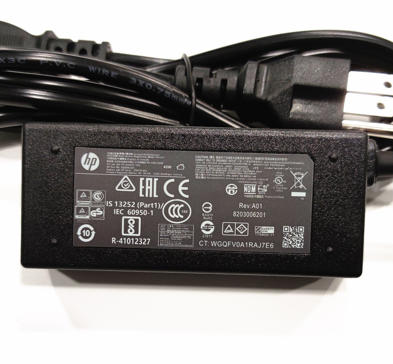 Genuine OEM 45W USB C Adapter Charger For HP Chromebook 934739-850 L43407-001 US