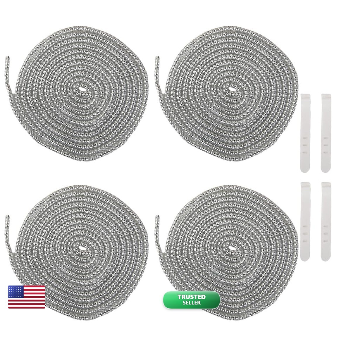 QLD COVER 4pcs 1.6M Spiral Cable Protector Laser Silver for Phone/Pad/Laptop