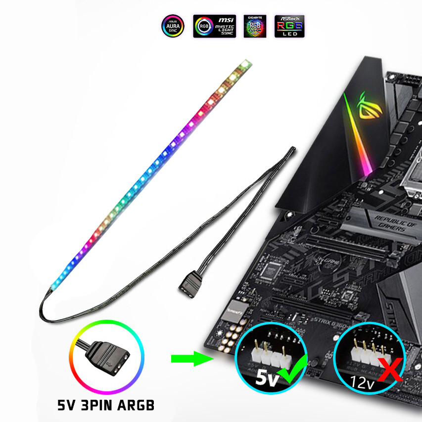 ARGB Flexible Light Strip 400mm Magnet 5V Addressable LED Neon Light DIY PC Case