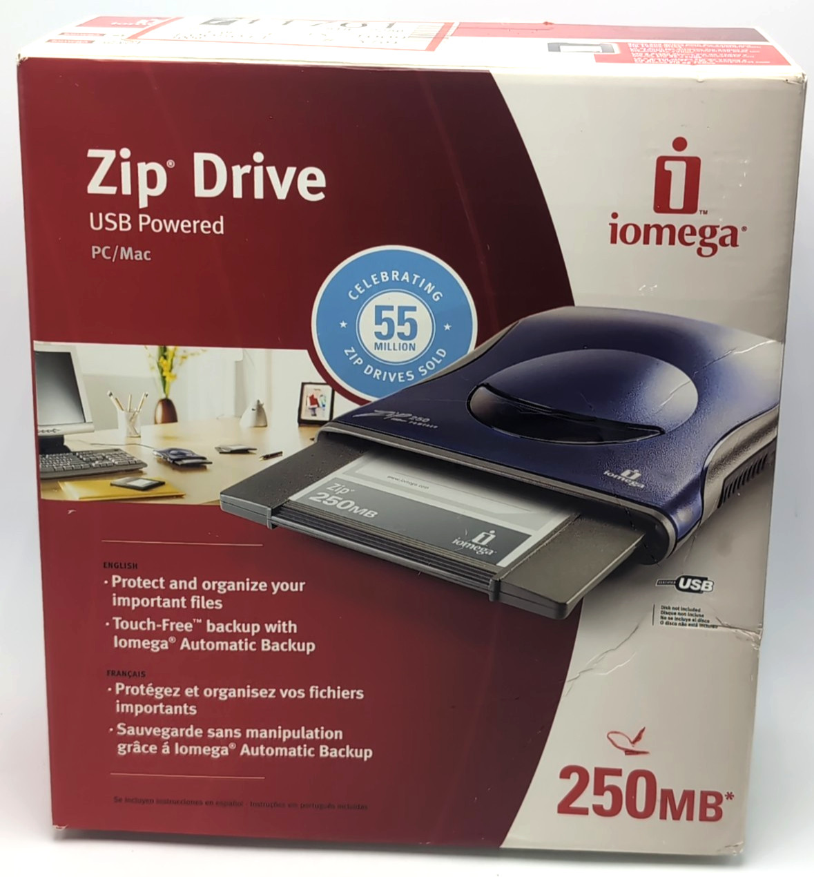 iomega Zip 250 USB-Powered External Drive Blue Z250USBPCMBP  *NEW, Opened Box*