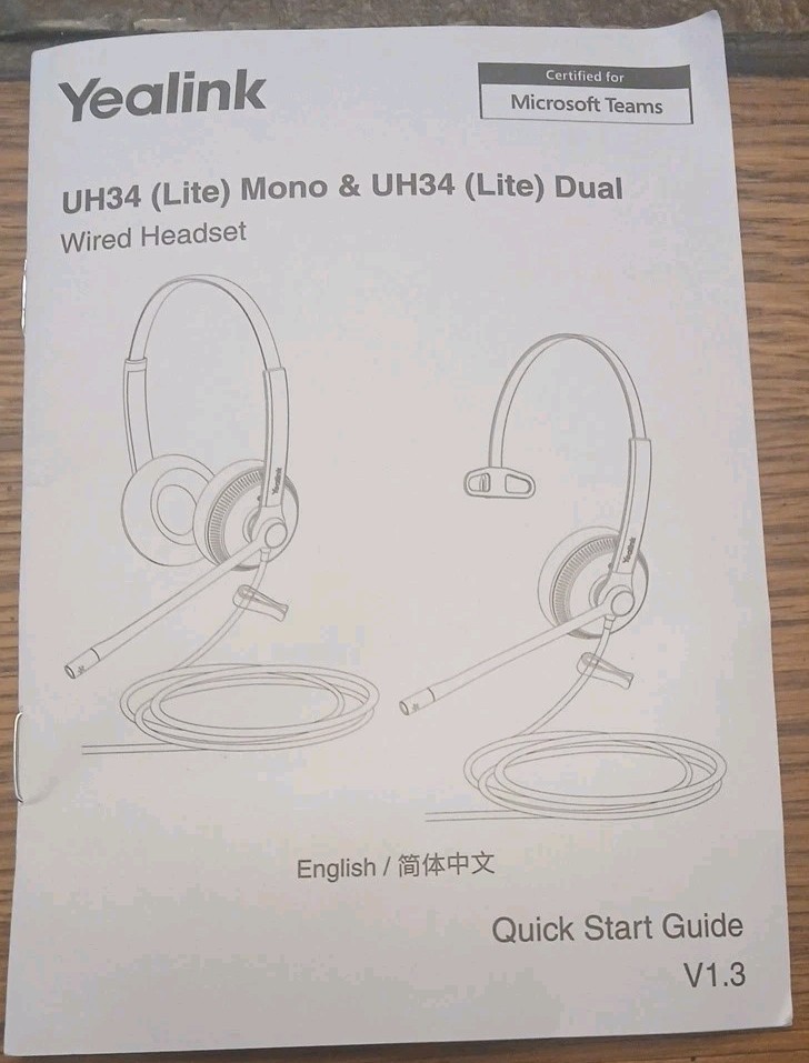 NIOB YEALINK-UH34-LITE DUAL UC-USB wired headset