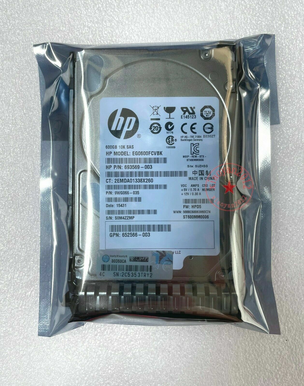 NEW HP 652583-B21 600GB 10K 2.5" SAS 6G SC ENT HDD 653957-001 0 HOURS