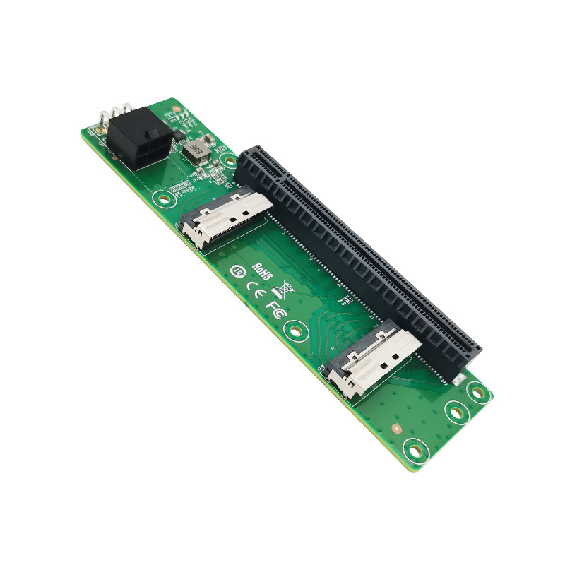 Shinreal XIC 0516PE 2-Port MCIO 8I to PCIe X16 Riser Card Adapter