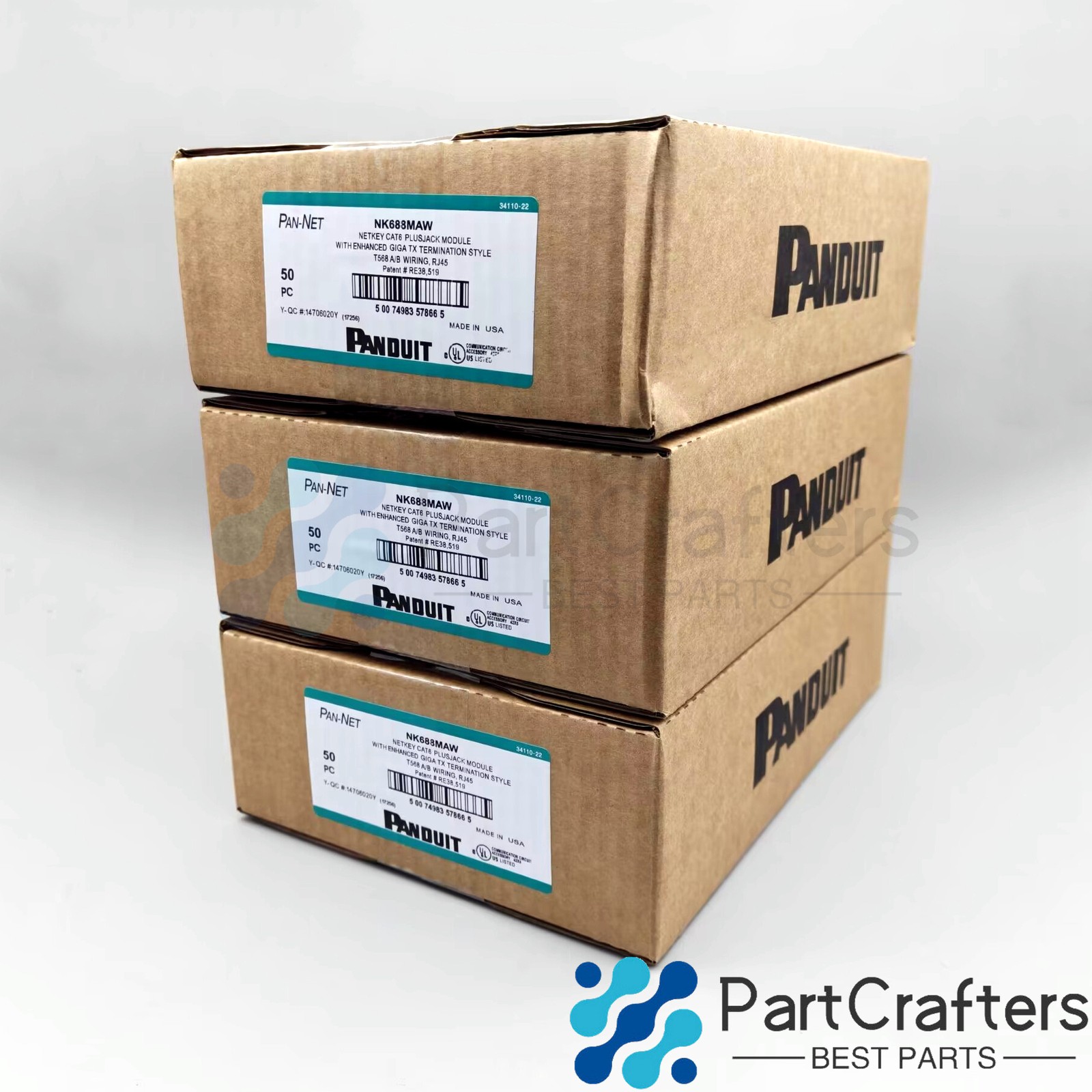 For Panduit NetKey NK688MAW Cat6 Keystone Jack white Module (Box of 50)