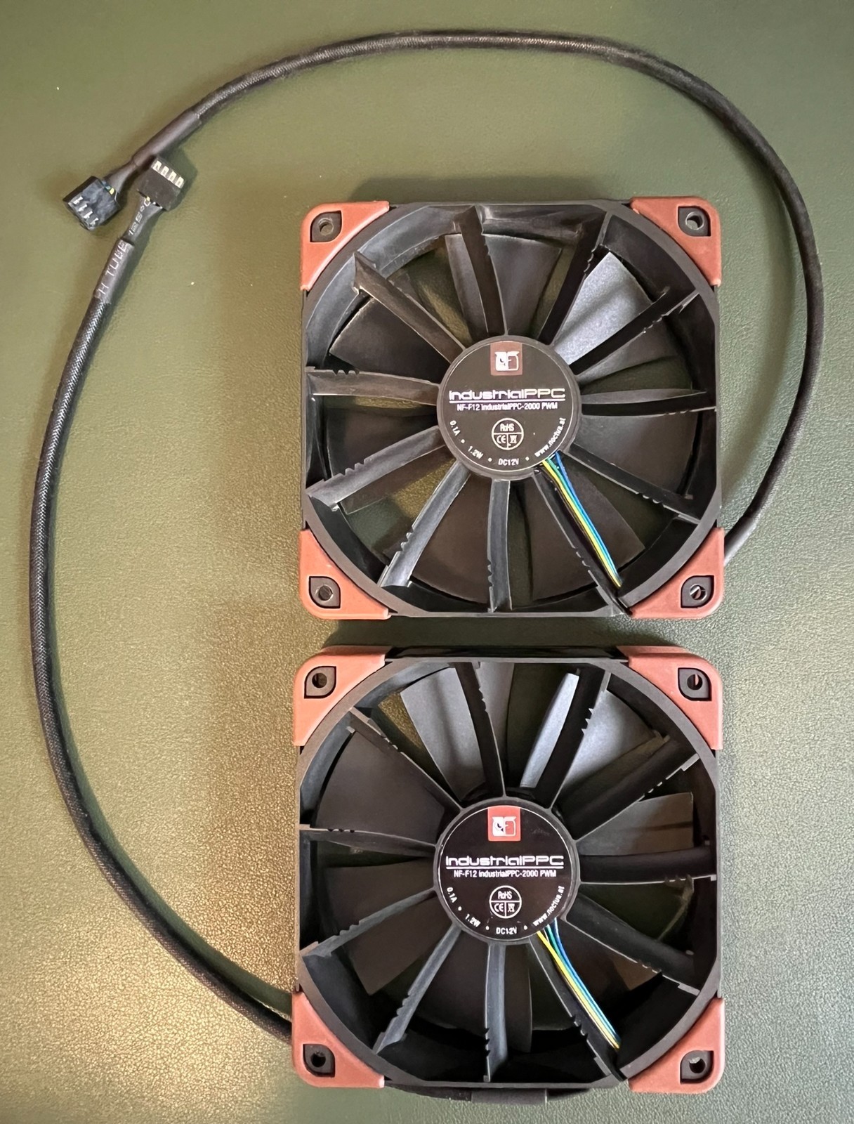 Noctua NF-F12 iPPC-2000 PWM 120mm Fan Pair LOT OF 2 Unused Tested 4-Pin IP52