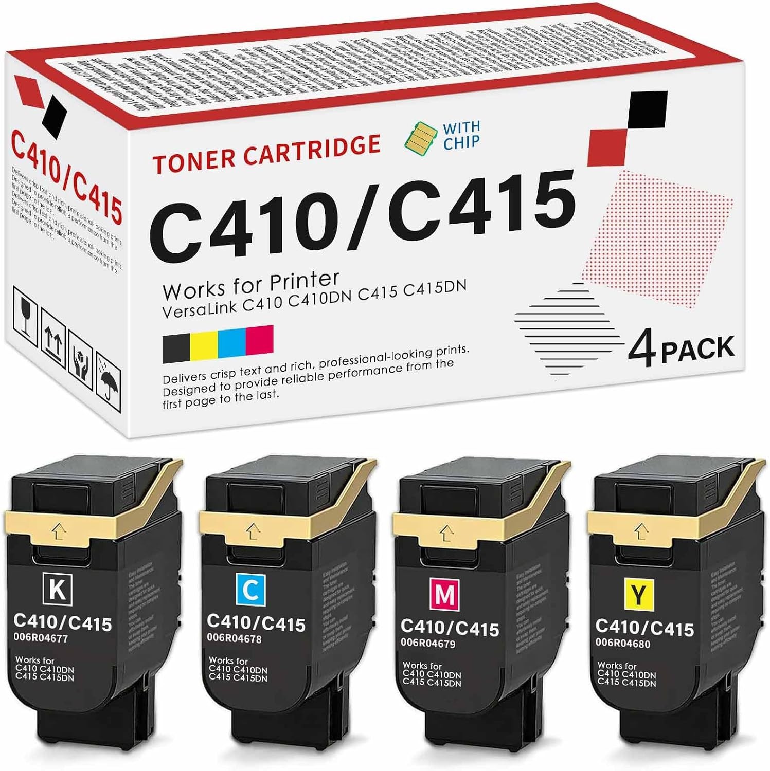 Toner Cartridge for Xerox VersaLink C410 C410DN C415 C415DN 006R04677-006R04680