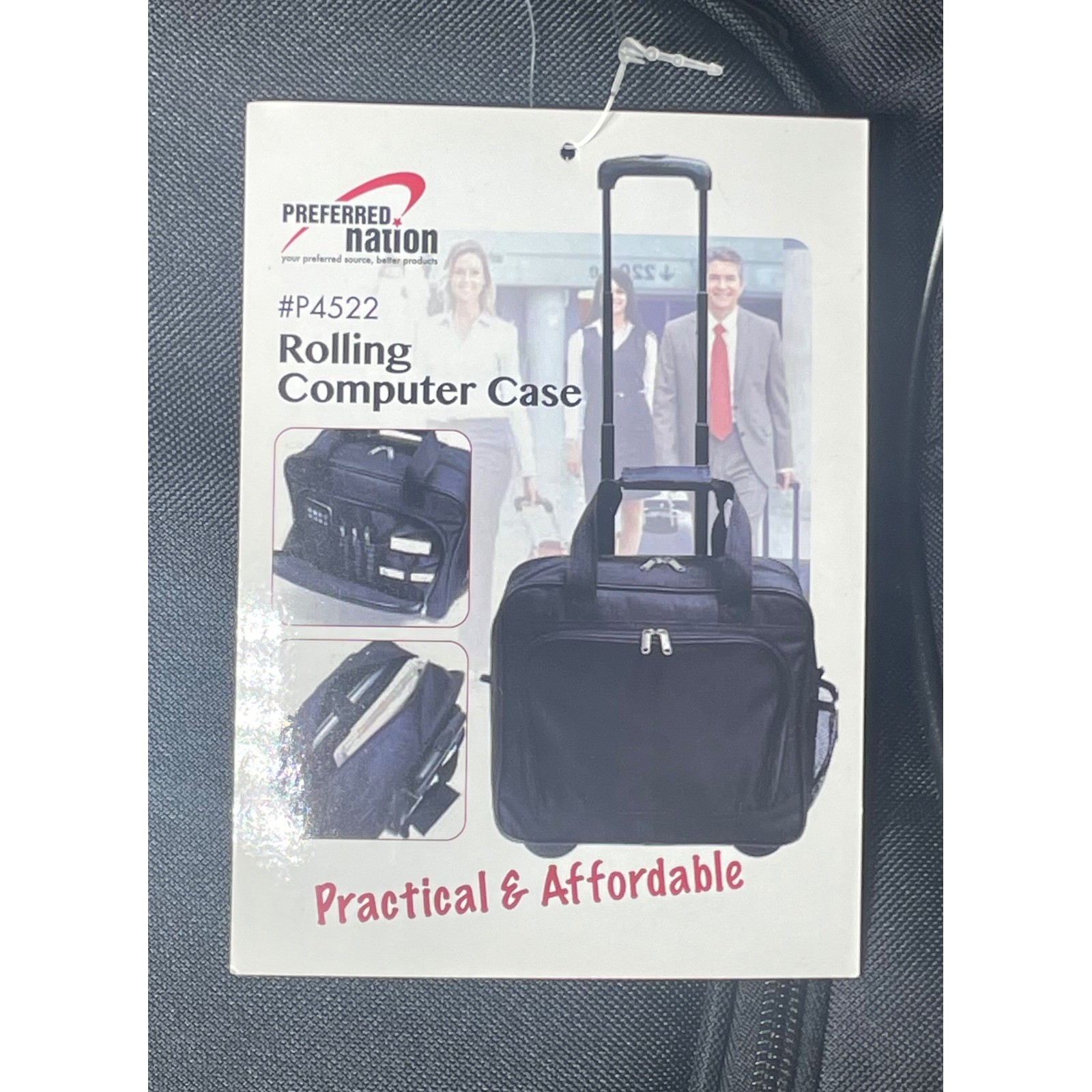 Black Rolling Laptop Briefcase Travel Bag Trolley Wheels Retractable Handle