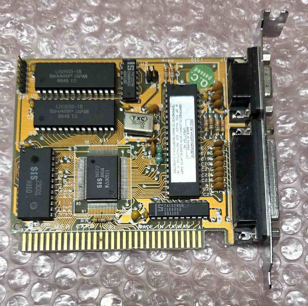 Vintage 1989 Great Tek MGP 8-bit ISA SiS monochrome graphics card+ parallel port
