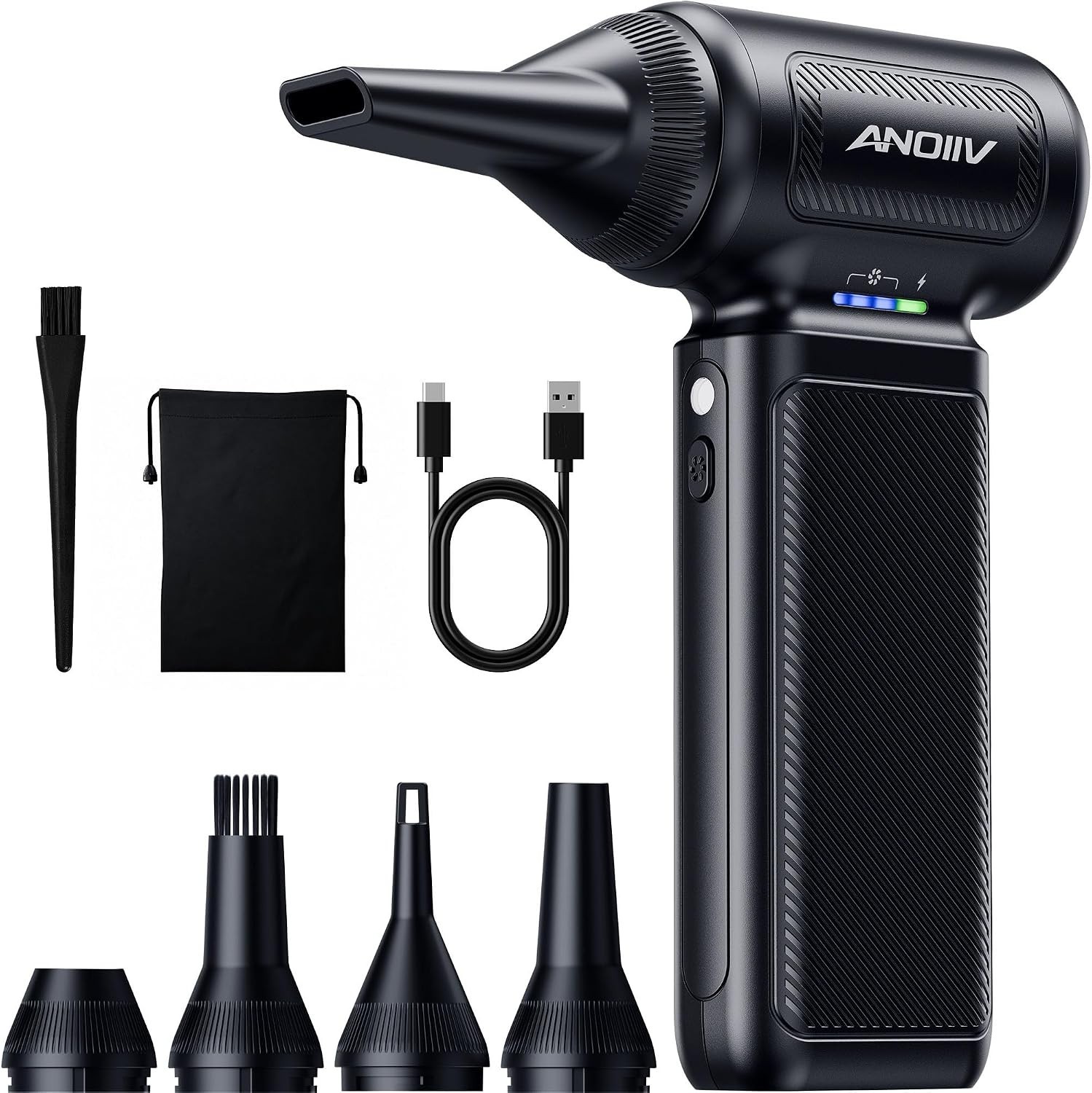 130000RPM Electric Air Duster 3 Speed Compressed Air Blower 5 Nozzles Keyboard