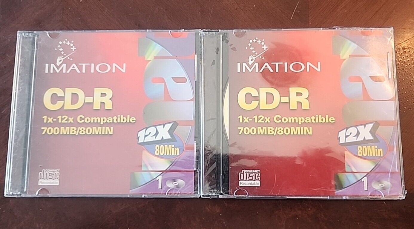 Set Of 2- Imation CD-R 700MB/80min 12X Speed Unopened BRAND NEW
