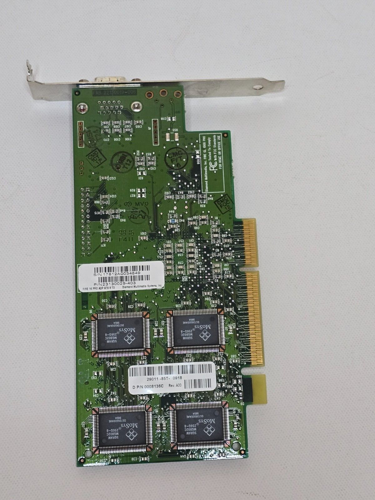 Dell/Diamond Multimedia Video Card 1997 Fire 1K PRO AGP ATX T3 WS 23130039-403