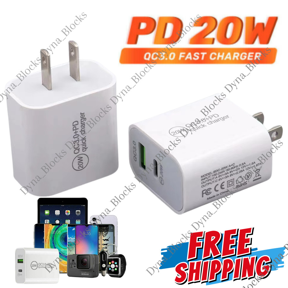 2X 20W USB Type-C Wall Fast Charger PD Power Adapter For iPhone 14 12 13 11 XR 8