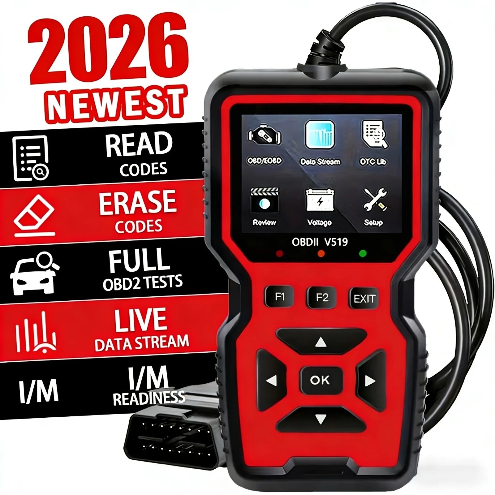 V519 OBD2 Scanner USB Automotive Diagnostic Code Reader Real-Time Data