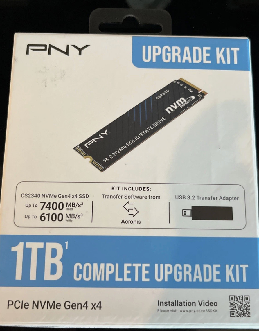PNY 2280mm CS2340 1TB M.2 NVMe Gen 4.0 x 4 SSD  M280CS2340-1TBKIT-RB New A