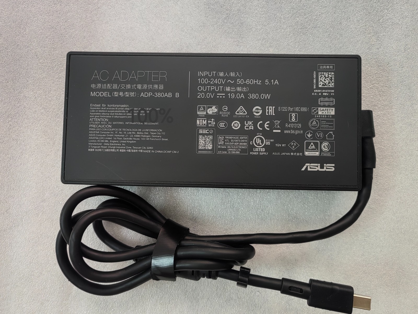 20V 19A ADP-380AB B 0A001-01470100 For ASUS ROG 2025 Rectangle Conn 380W Genuine