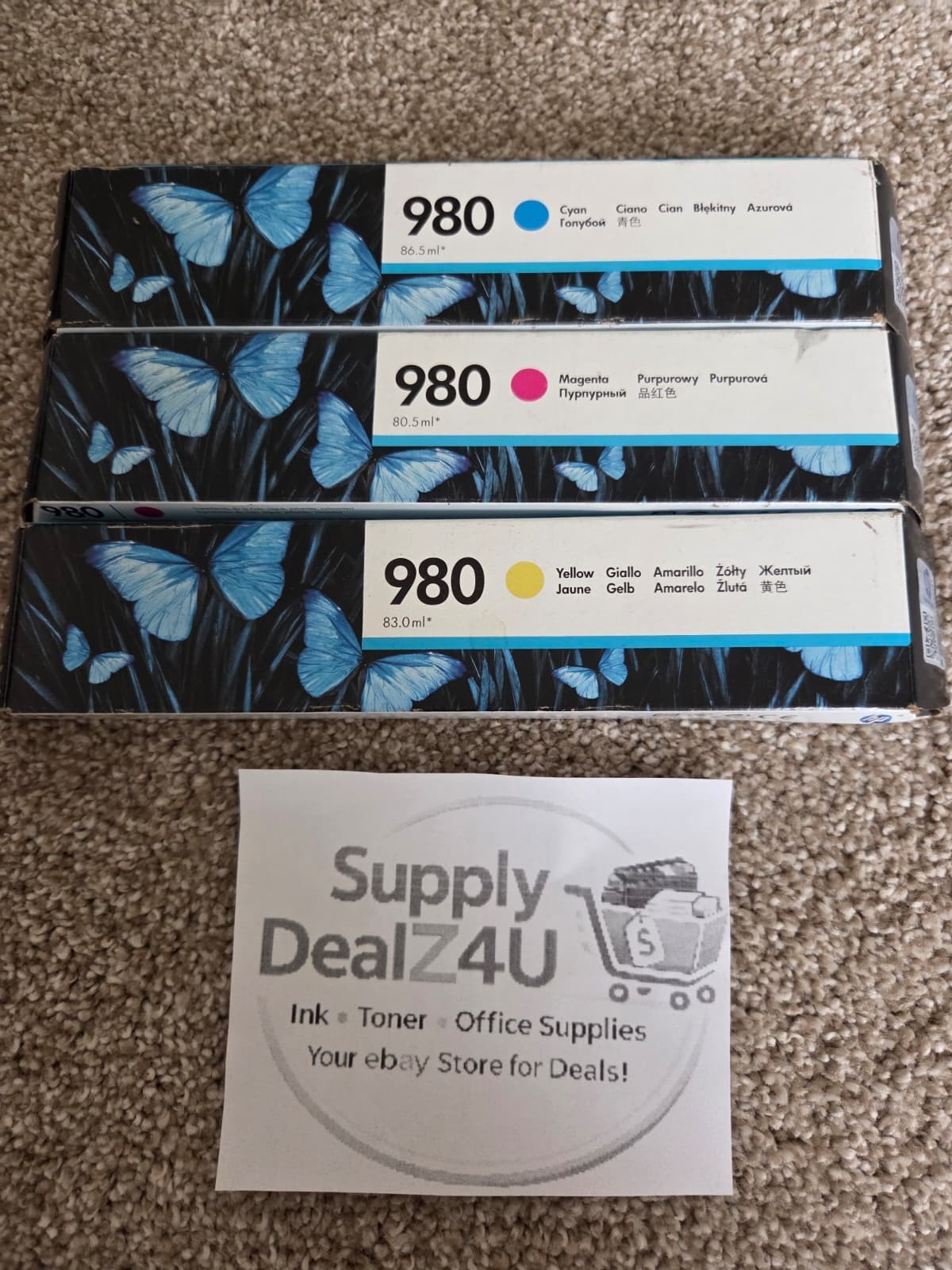 GENUINE HP 980 Cyan Magenta Yellow Ink D8J07A D8J08A D8J09A OEM Sealed 3-Pack