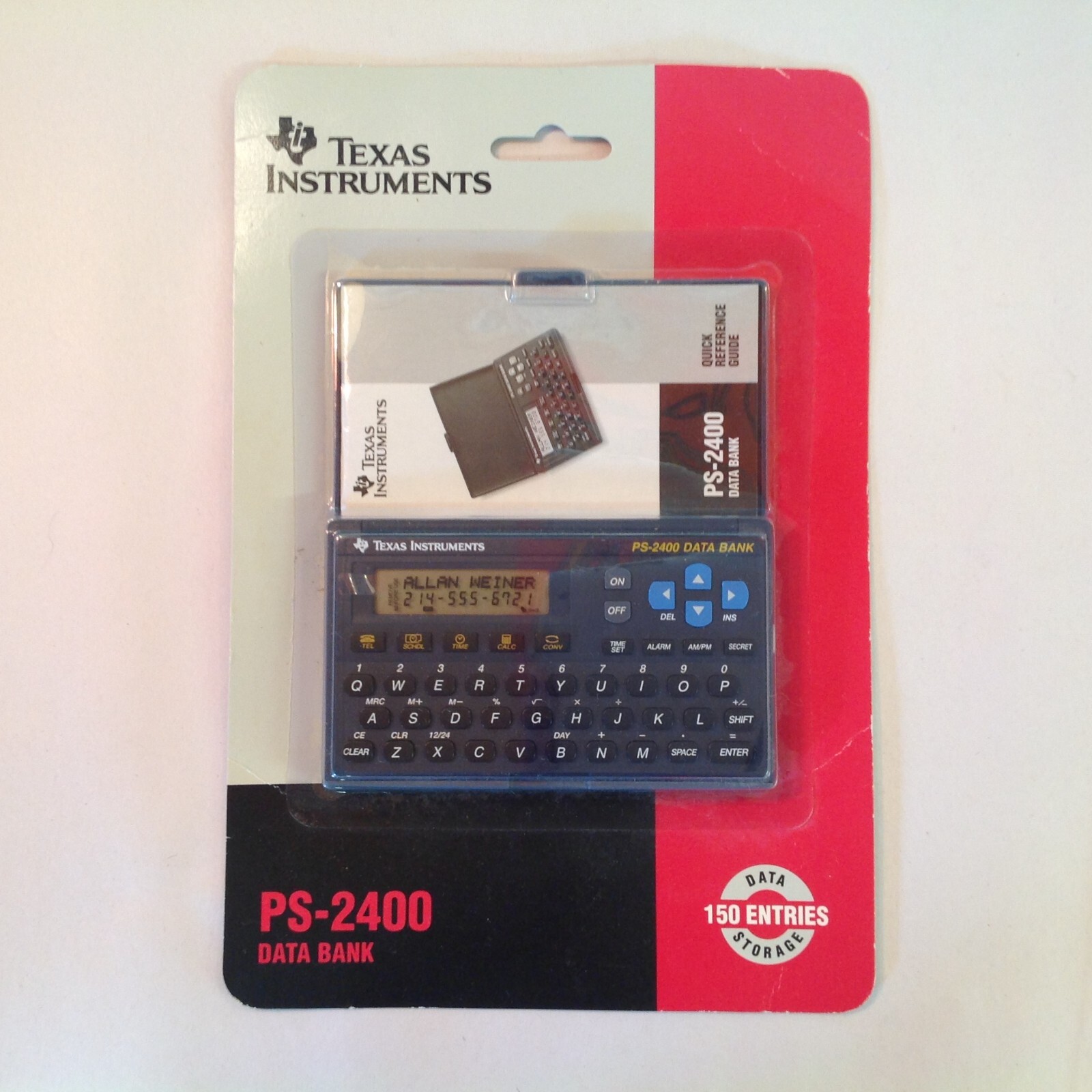 Vtg NOS 1992 Texas Instruments PS-2400 Data Bank Directory Schedule Clock Unused