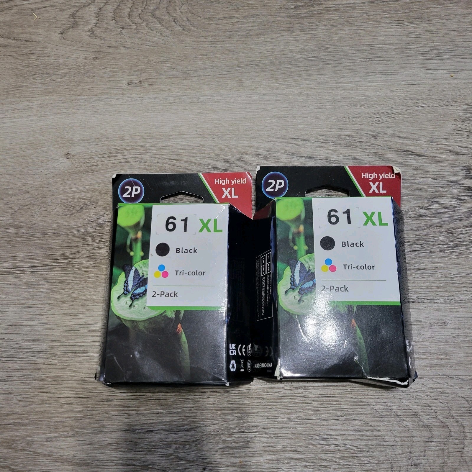 Lot of 2 2P 61 XL Ink Cartridges Black Tri-Color High Yield 2-Pack Printer Ink