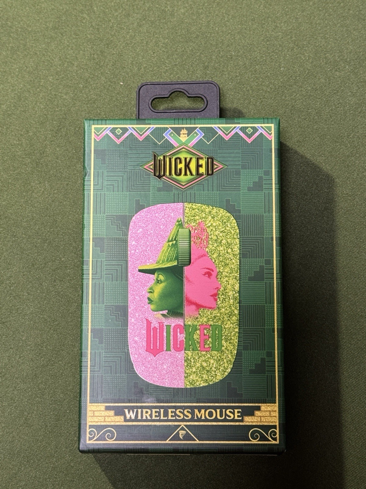 Movie WICKED For Good Wireless Computer Mouse Elphaba Glinda Pink and Green NIB
