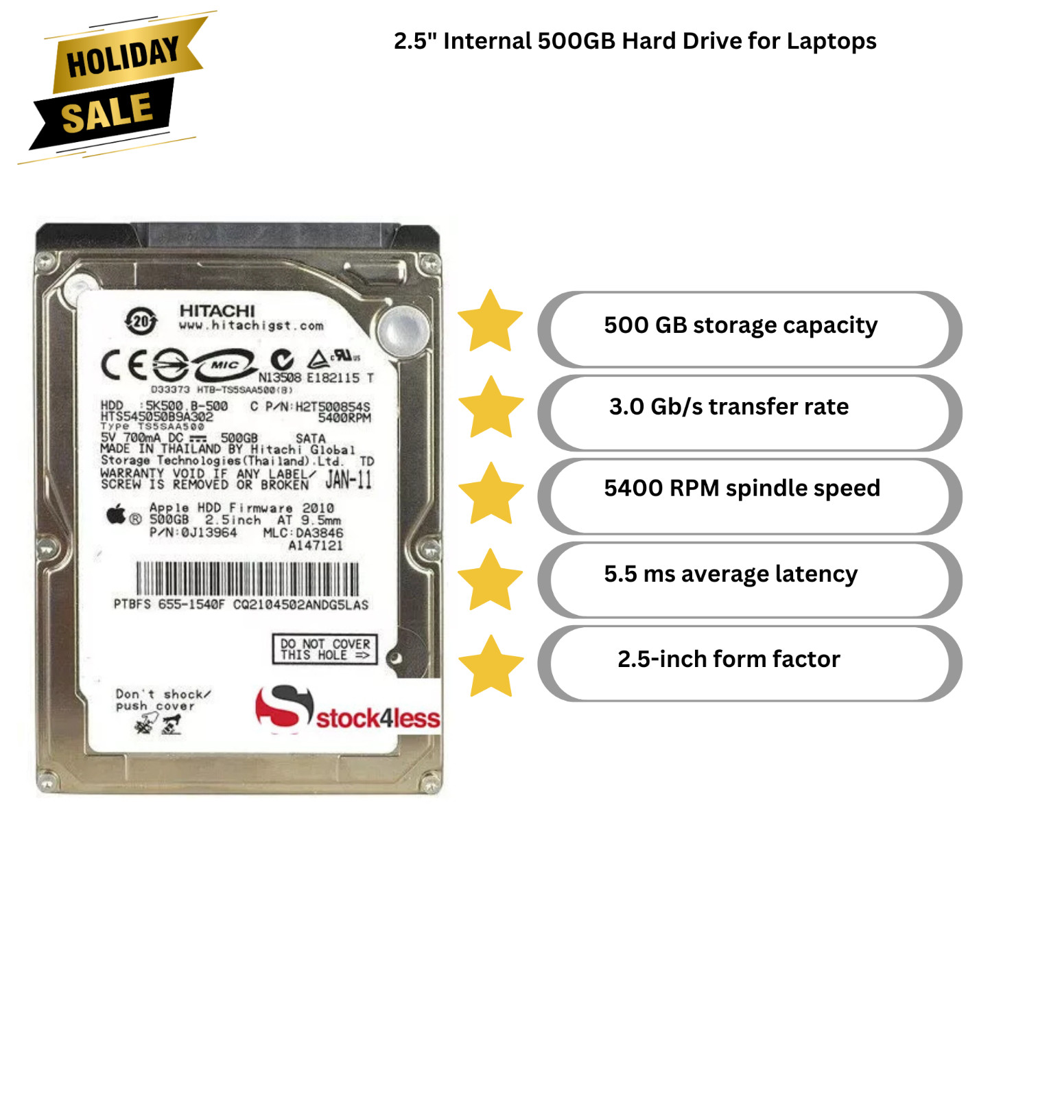 2.5" Internal 500GB Hard Drive for Laptops