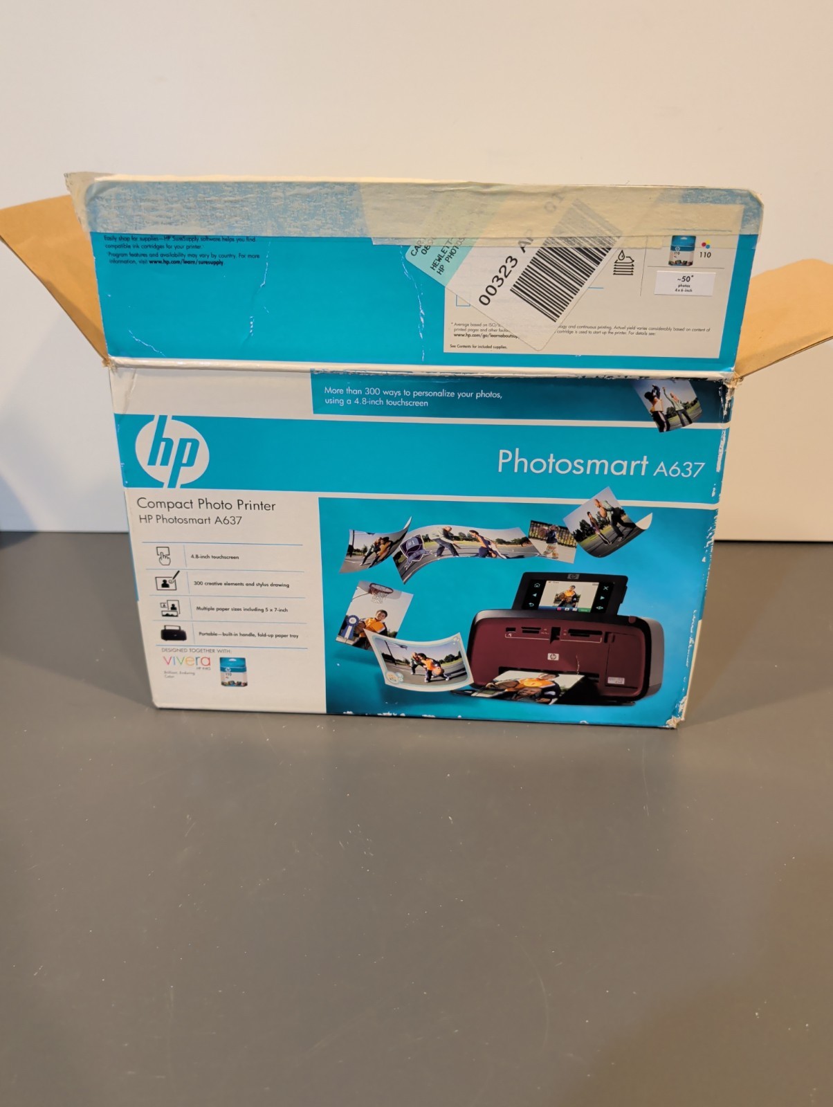 HP Photosmart A637 Compact Photo Printer - Open Box - Printer & Power cord 