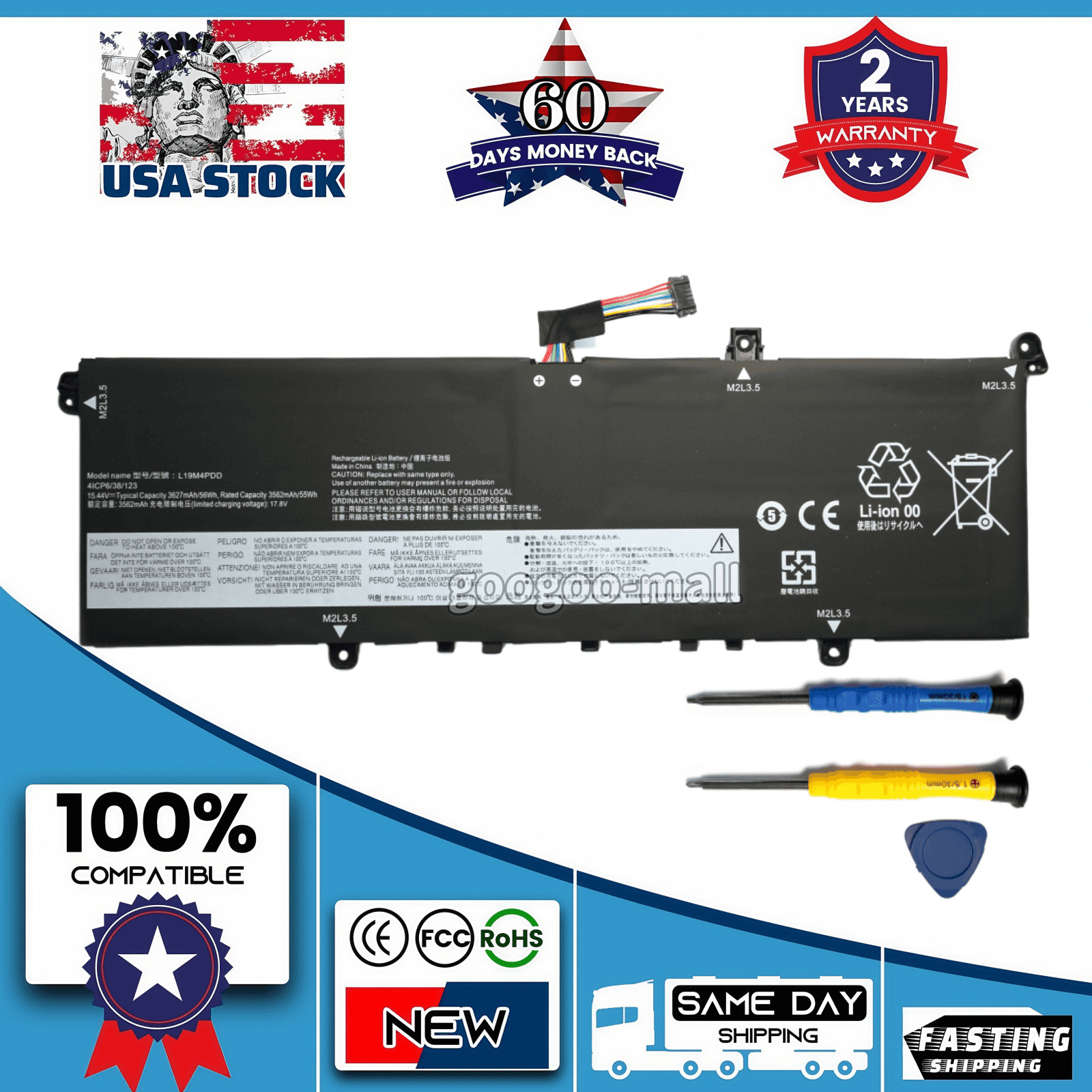 New OEM L19M4PDD L19D4PDD L19C4PDD Battery for Lenovo ThinkBook 13S 14S G2 ITL
