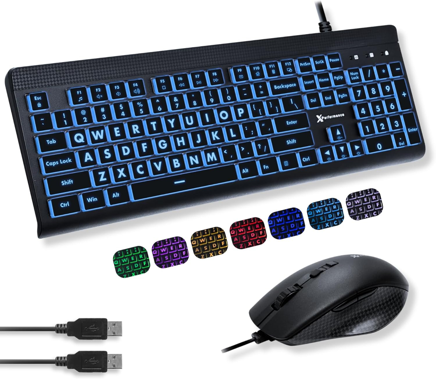 X9 Performance Wired Keyboard and Mouse Combo - Large Print Backlit Keys