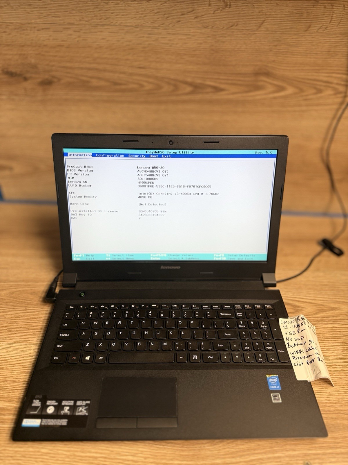 lenova b50-80 laptop Intel i3 core  4GB Ram Read All