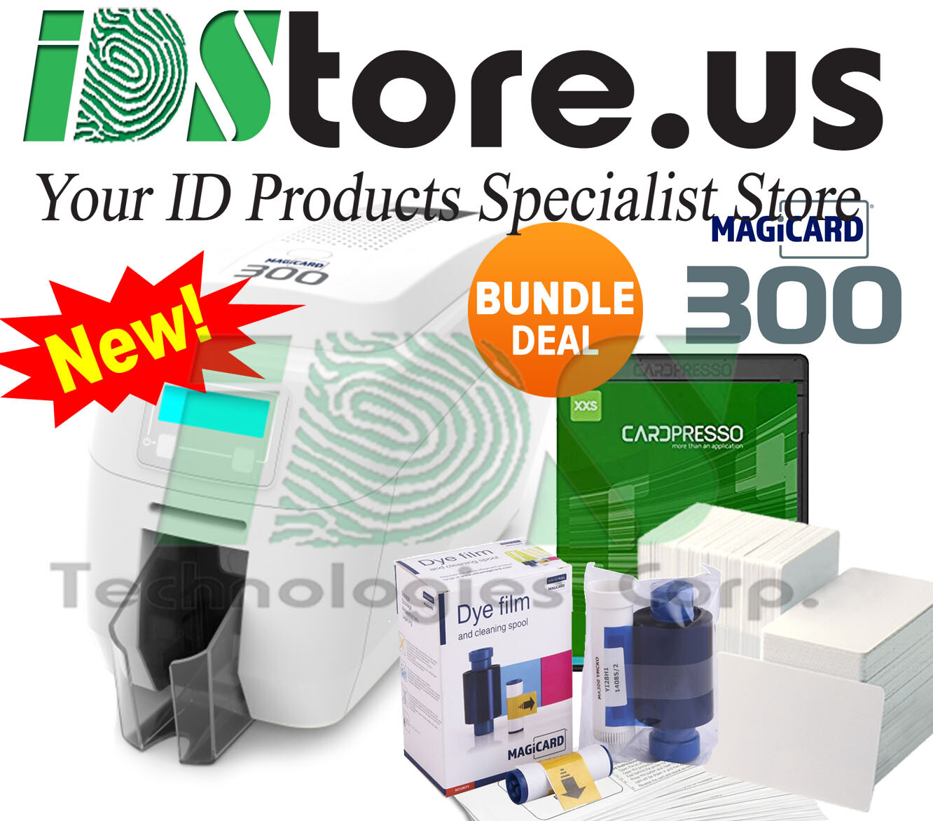 Magicard 300 Single Side Photo ID Card Printer Bundle Replaces Enduro 3e Uno
