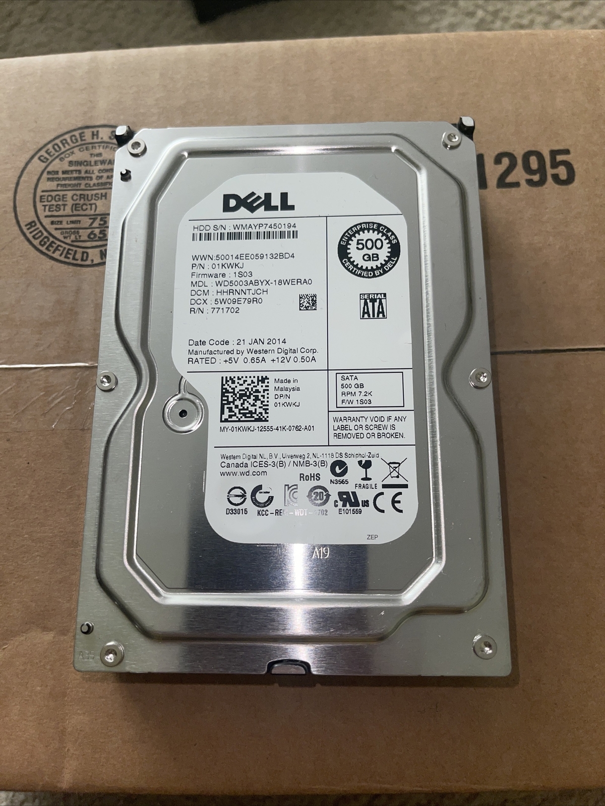 Dell WD5003ABYX 500GB 3.5" SATA III 7200RPM Hard Drive