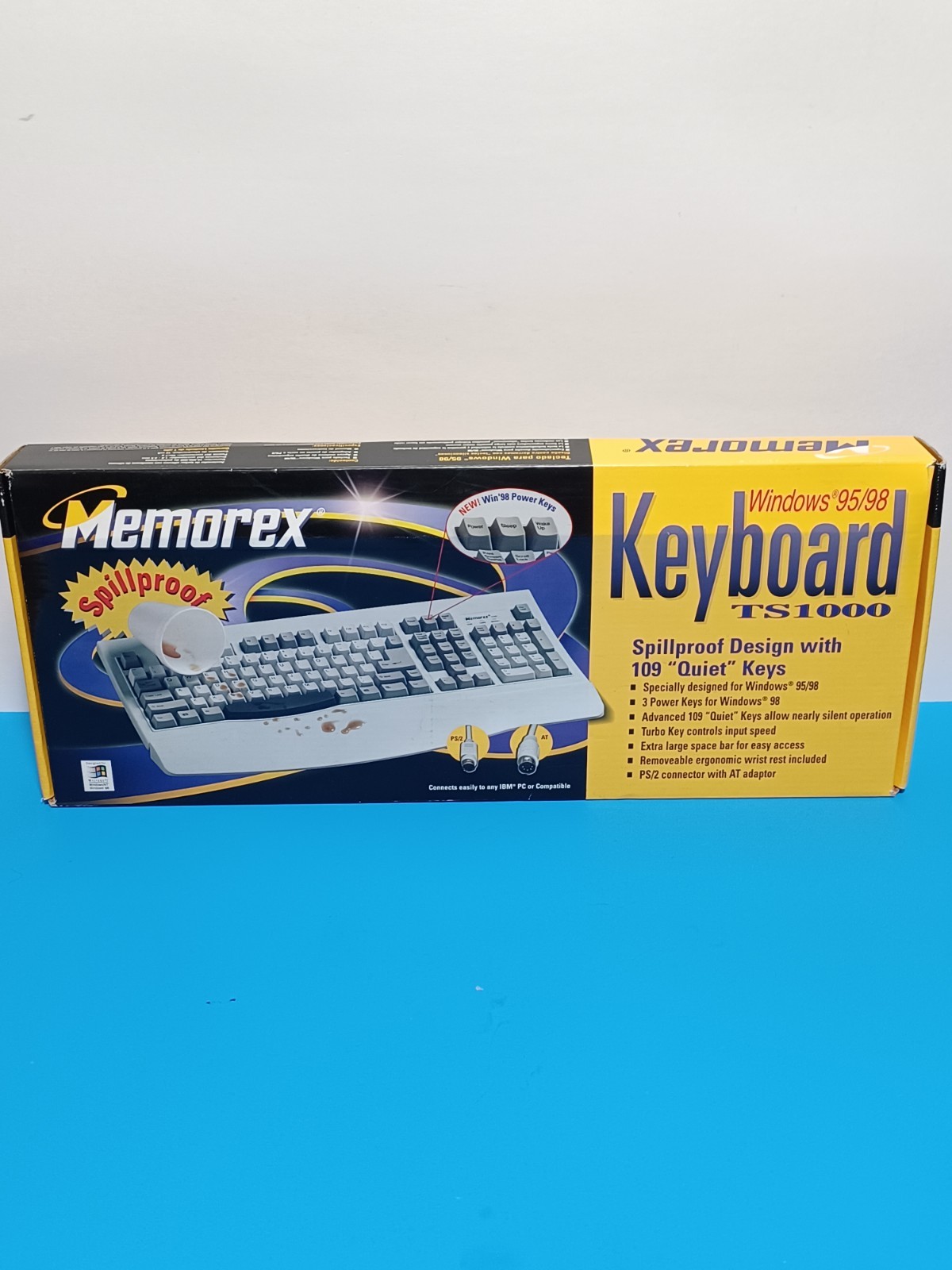NEW ~ Memorex Windows 95/98 Computer Keyboard TS1000 Spillproof Quiet Keys PS/2