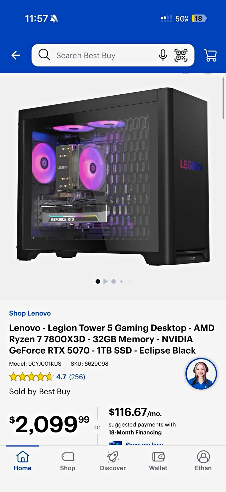 PRO PC GAMING BUNDLE-  Legion Tower 5 Ryzen 7 7800X3D 32GB 1TB SSD RTX 5070