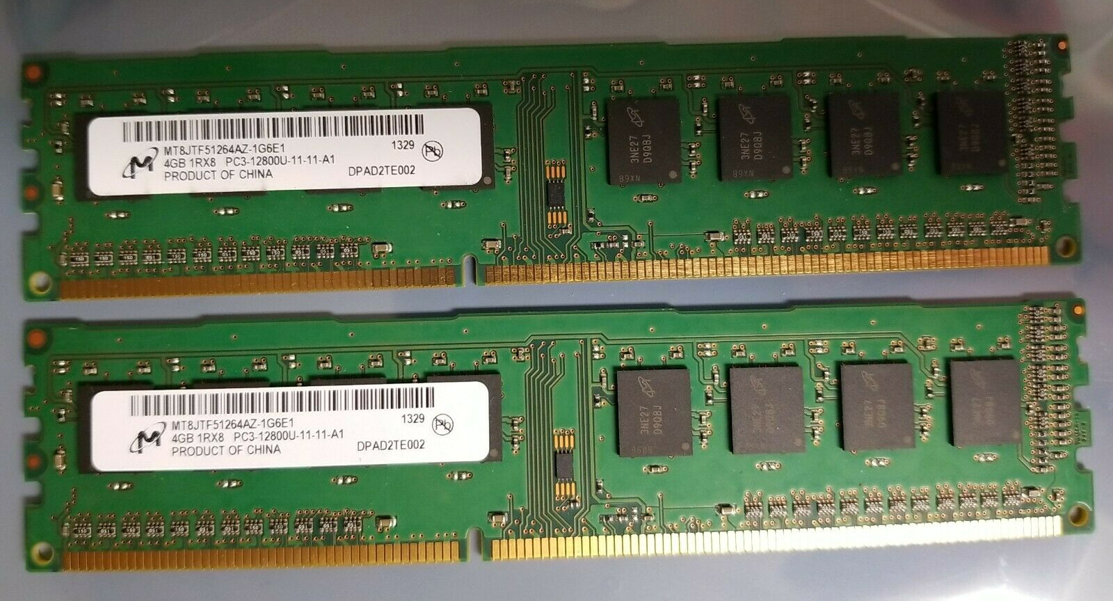 2 Micron MT8JTF51264AZ-1G6E1 (2x4GB) 1RX8 (8GB Total) PC3-12800U Desktop RAM