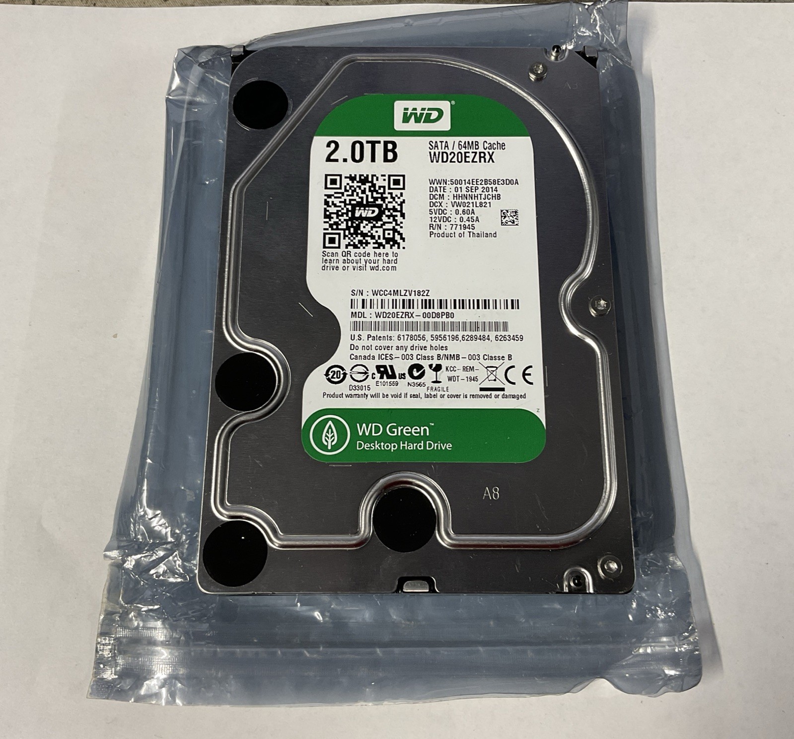 Western Digital HDD 2 TB WD20EZRX-00D8PB0 DCM: hhnnhtjchb 01 SEP 2014