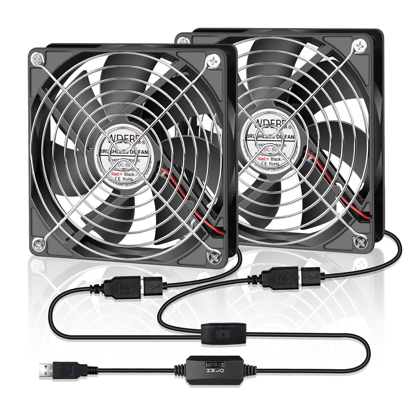 WDERAIR 120mm Computer Case 5V USB Powered Fan, Small Silent Flat Cooler... 